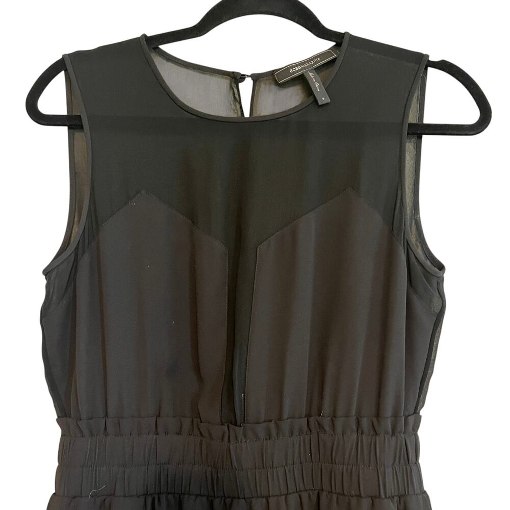 BCBGMAXAZRIA Cybil Sheer Mesh Sleeveless Mini Dress Black Size Small - Picture 4 of 9